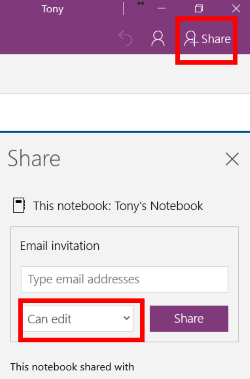 one share Onenote notebooks